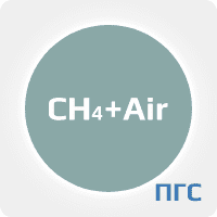 ПГС ГСО 1 разряд метан (СН4) 2,2 % в воздухе (air) в стальном баллоне 4-5 л. вентиль латунь